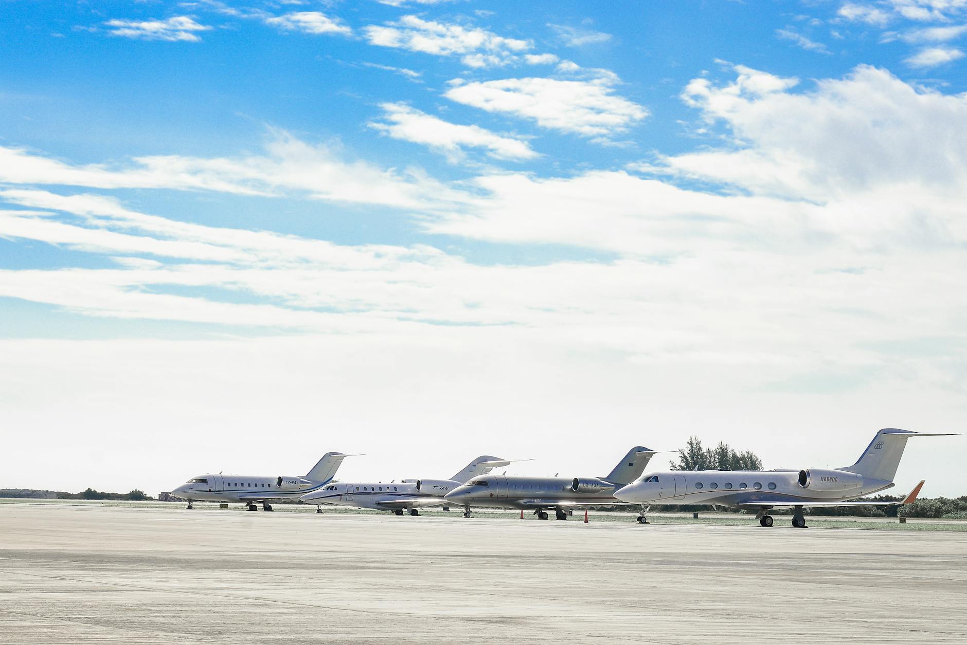 Price of Private Jet in India, four white airliners